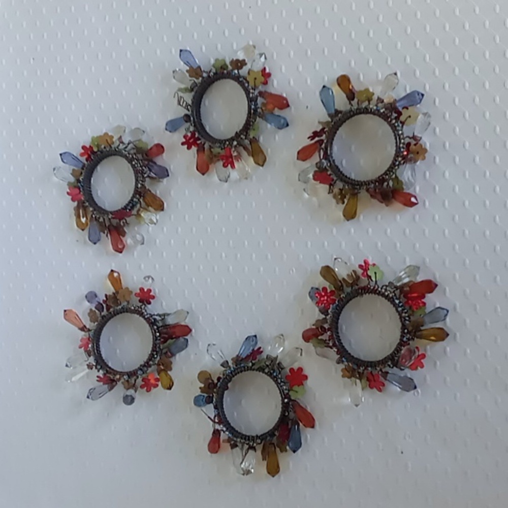 Multicolor Gem Napkin Rings Set of 6